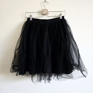 PINK MARTINI I XS Black Tulle Layered Ballet Mini Skirt